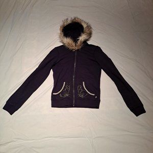 Twisted Heart Zip Hoodie Jacket with Beaded Graphics